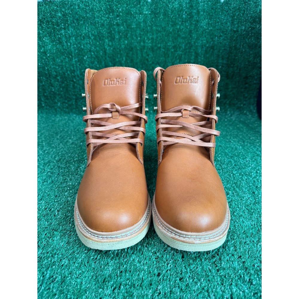 OluKai Kilakila Mens 11 Coconut Husk Brown Leather Waterproof Boots SZ‎ 11